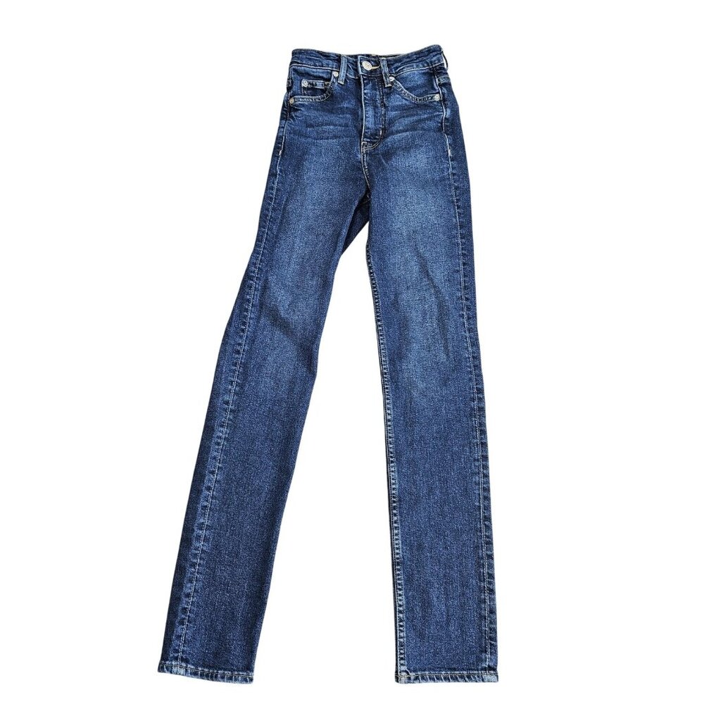H&M Divided High Rise Skinny Jeans Womens 0 Blue Medium Wash Stretch Denim‎